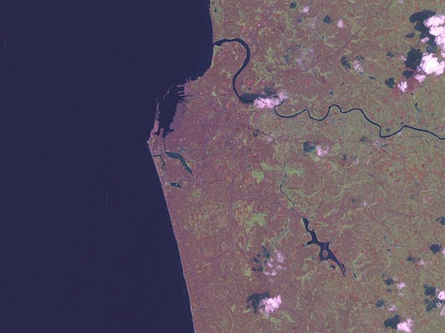 Sri Jayawardenepura Kotte is located at the southeast of Colombo, here seen in a satellite image.