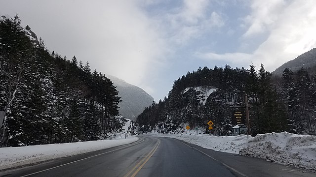 The summit of Crawford Notch in January