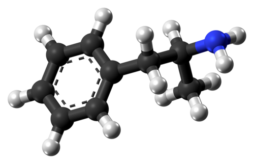 A 3d image of the D-amphetamine compound