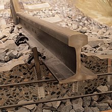 Cross section of a concrete railway sleeper below a rail DB Museum rail and concrete sleeper cross section 2.jpg