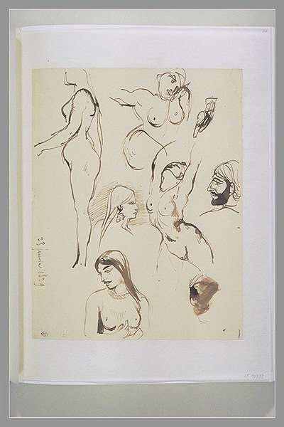 File:Delacroix - Etudes de femmes et une tête d'oriental, RF 10399, Recto.jpg