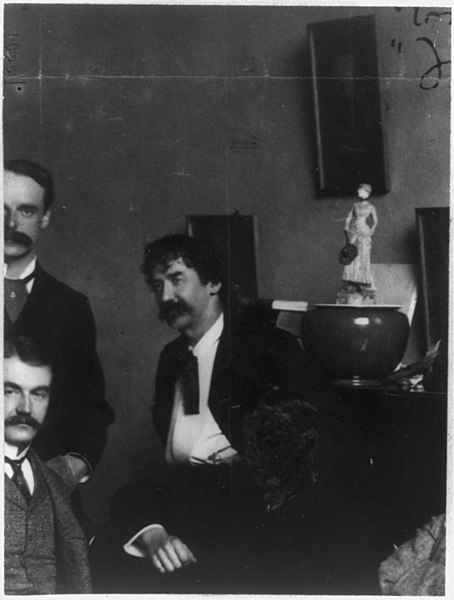 File:Detail showing James McNeill Whistler from a portrait group in Whistler's London studio, 1881. The face of Julian Story has been blacked out LCCN2002708769.jpg