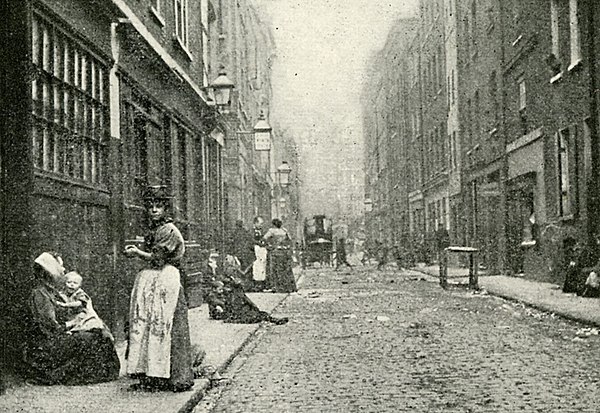 An East End street in 1902 (Dorset Street, Spitalfields), photographed for Jack London's book The People of the Abyss