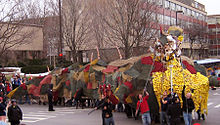 A tradition started in 1901, Dragon Day celebrates a feat by first-year architecture students to construct a colossal dragon to be paraded to center campus and then burned. Dragonday 2008.jpg