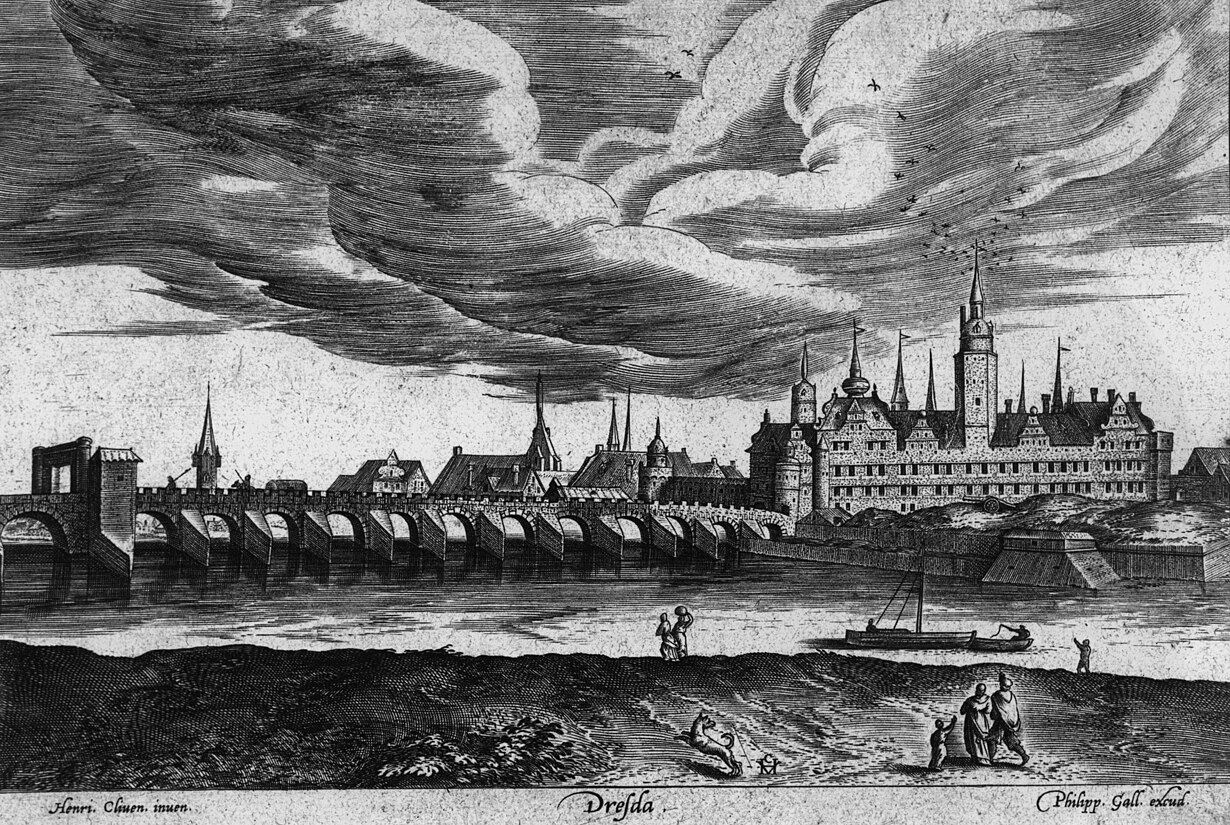 Ausschnitt aus der zweitältesten Stadtansicht von Dresden, 1550