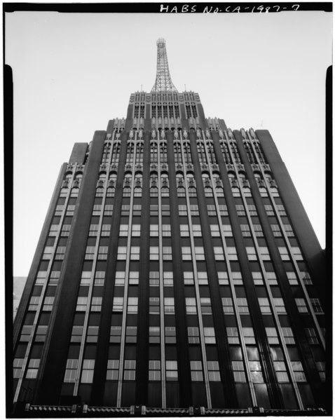 File:EXTERIOR, NORTH SIDE SHOWING OFFICE FLOORS - Richfield Oil Building, 555 South Flower Street, Los Angeles, Los Angeles County, CA HABS CAL,19-LOSAN,67-7.tif