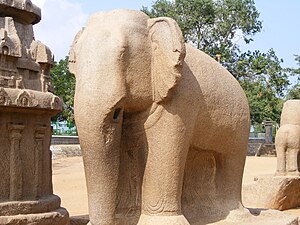 Elefantenfigur bei den Fünf Rathas