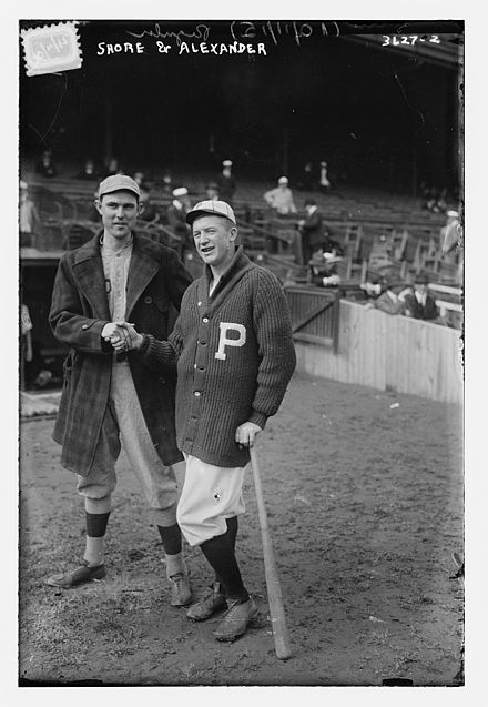 Game 1 starting pitchers Ernie Shore (left) and Grover Cleveland Alexander (right).