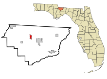 Gadsden County Florida Eingemeindete und nicht eingetragene Gebiete Gretna Highlighted.svg