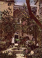 A GARDEN IN THE HOLY LAND In days gone by, many of the city houses of the more prosperous residents of Jerusalem were built around an open court so that the Moslem women, although secluded, could have a garden, thus affording a measure of outdoor life. This is now the home of an American.