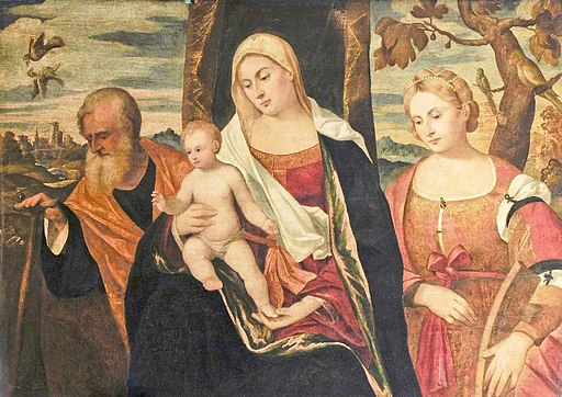 Giovanni Cariani (c.1485-1547) - The Virgin and Child with Saint Joseph and Saint Catherine of Alexandria - 1420362 - National Trust
