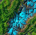 Glaciers around Mont Blanc, Western Alps, August 18, 1985 (labelled).jpg