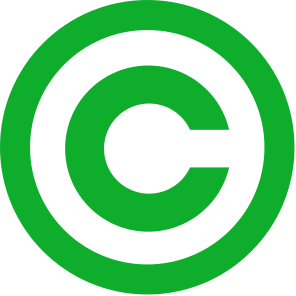 Green copyright symbol on a white ground