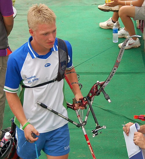 Gregor Rajh preparing for a match at Singapore 2010 Youth Olympic Games. Gregor Rajh at the 2010 Summer Youth Olympics.jpg