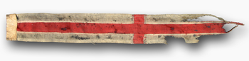 Remnants of HMCS Prince David's 1940 Commissioning Pennant. HMCS P-D compen 1.png