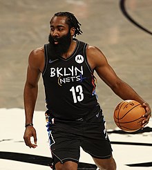 Harden on the Nets wearing their “city edition” jersey