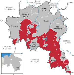 Lage des Gebietes im Landkreis Goslar