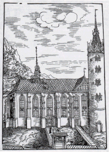 Die Wittenberger Schlosskirche zur Reformationszeit (Quelle: Wikimedia)