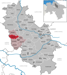 Poziția Hepstedt pe harta districtului Rotenburg (Wümme)