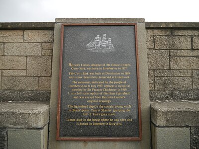 Memorial plaque in Inverbervie, featuring a short biography