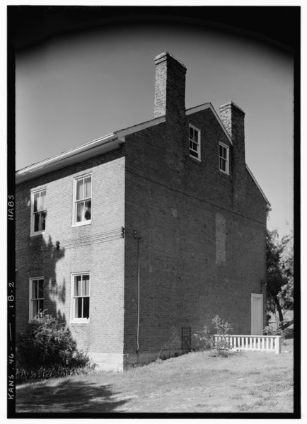 File:Historic American Buildings Survey Lester Jones, Photographer July 6, 1940 VIEW FROM SOUTHWEST - Shawnee Methodist Mission, East Building, Kansas City, Wyandotte County, KS HABS KANS,46- ,1B-2.tif