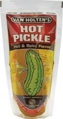One pickle for individual sale, commonly found in convenience stores