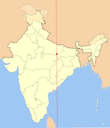 Location of Mirzapur (near Allahabad) and the 82deg30' E longitude that is used as the reference longitude for IST IST-Mirzapur.svg