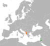 Location map for Albania and Israel.