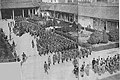 Japanese officers gathering in the courtyard of the former seat of the Nationalist Government of China