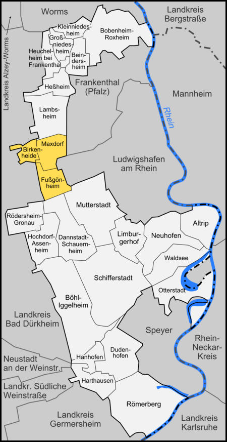 Karte Verbandsgemeinde Maxdorf