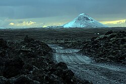 Keilir with the smaller Keilirbörn hills in winter