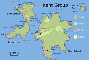 Karte der Kent-Gruppe mit Deal Island