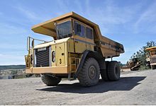 Euclid truck at a quarry in Poland (2013) Kopalnia Winna Gora 31.jpg