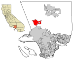 Položaj grada u Kaliforniji i u okrugu Los Angeles