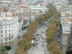 Veduta delle rambla di Barcellona