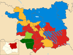 2004 results map, with new ward boundaries
