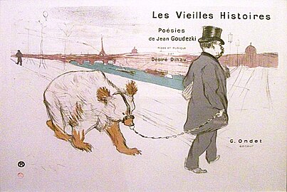 Henri de Toulouse-Lautrec, Les Vieilles Histoires. Le compositeur et bassoniste Désiré Dihau conduisant l'ours Goudezki à l'Institut par le pont des Arts
