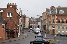 Lichfield Road from Vesey Gardens looking west into the High Street conservation area.