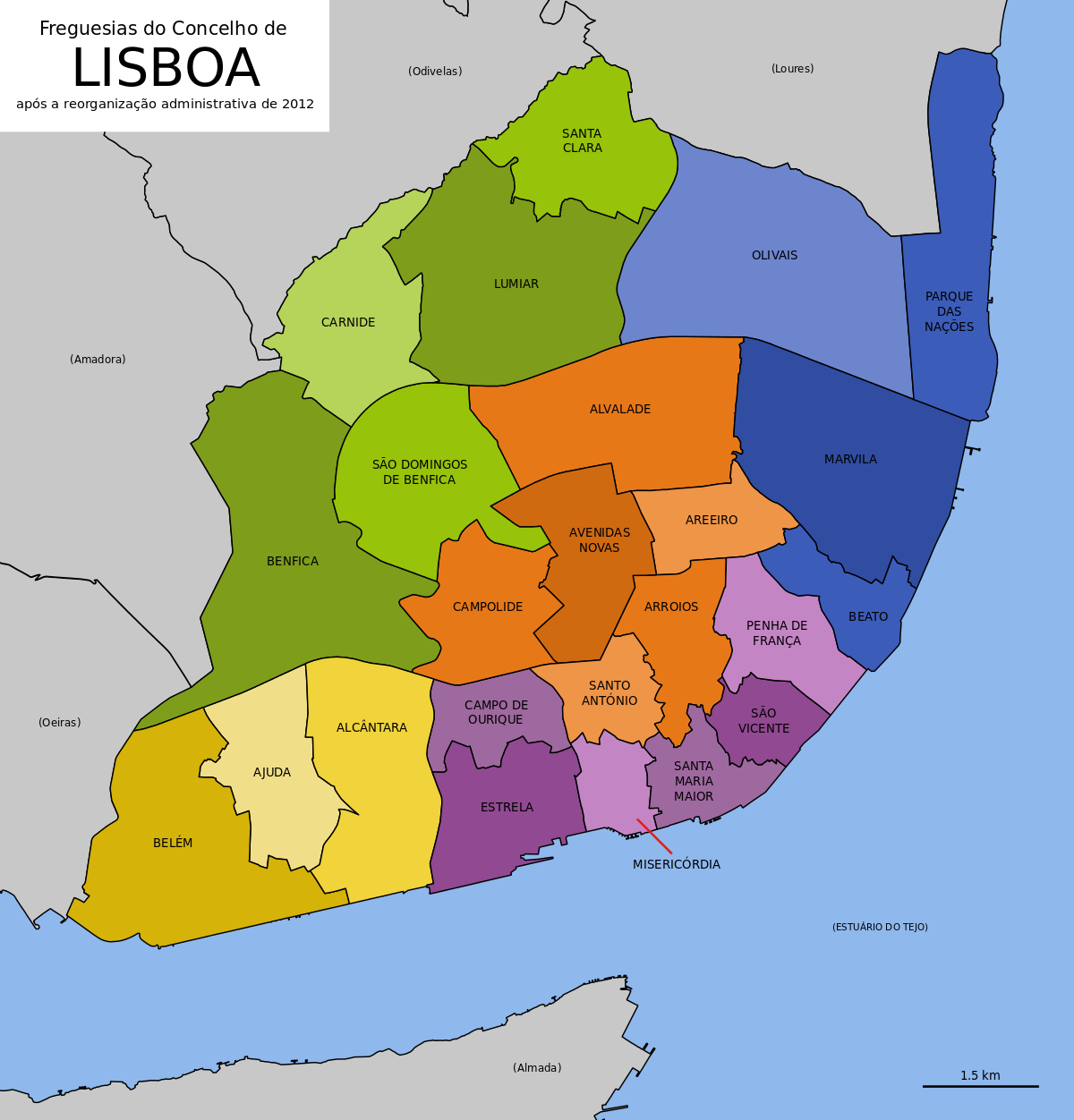Mapa do Distrito de Lisboa, Portugal
