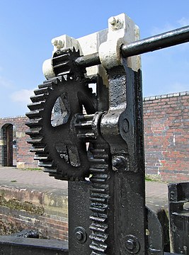 Lock gate controls on a canal