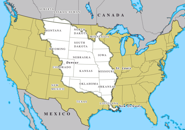 Територія на мапі США, придбана за угодою про купівлю Луїзіани
