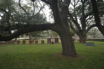 Giant oaks shade a family burial plot