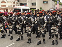 Malaysian Maritime STAR commandos with scarlet red coloured beret. MMEA STAR with Red Beret during 57th NDP.JPG