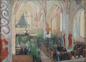 Midsummer Day Service in Lohja Church by Magnus Enckell in 1899