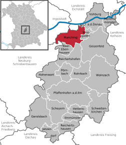 Poziția Manching pe harta districtului Pfaffenhofen a.d.Ilm
