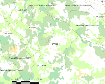 Carte de Banize et des communes avoisinantes.