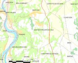 Mapa obce Saint-Barthélemy-de-Vals