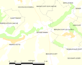 Mapa obce Estrée-Wamin