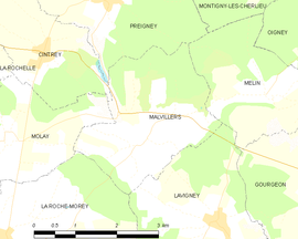 Mapa obce Malvillers