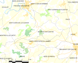 Mapa obce Moitron-sur-Sarthe